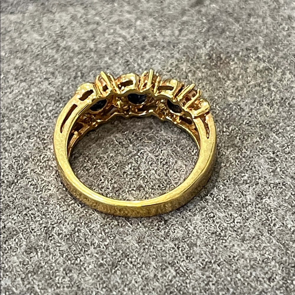 Gold Overlay Sterling Sapphire Ring-7.75 - Picture 3 of 9